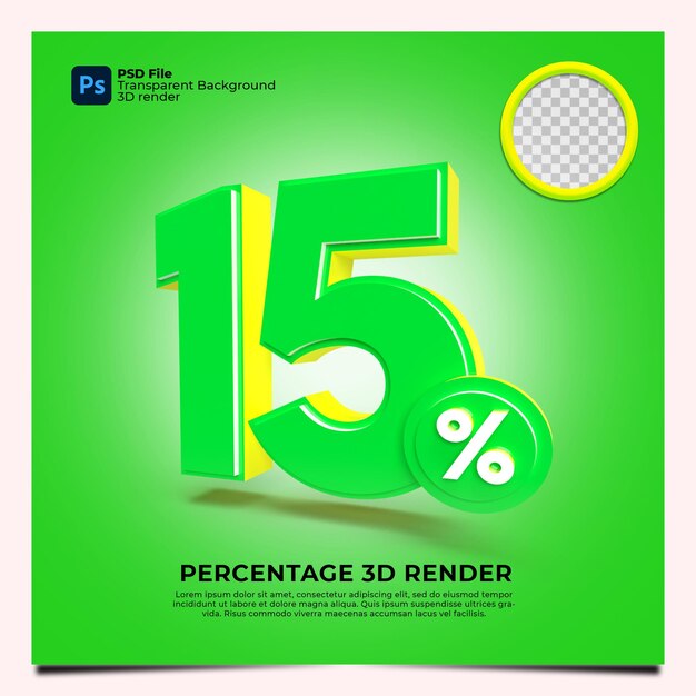 15 Percentuale 3D Render Green