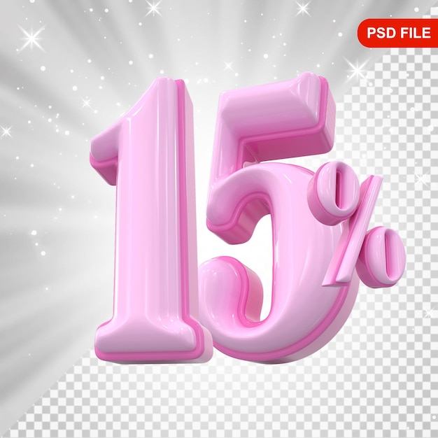 15 Prozent Pink Rabatt-Angebot in 3D