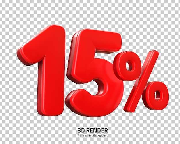 15 Prozent Verkaufs-Symbol 3d fünfzehn Rabatt-Zeichen