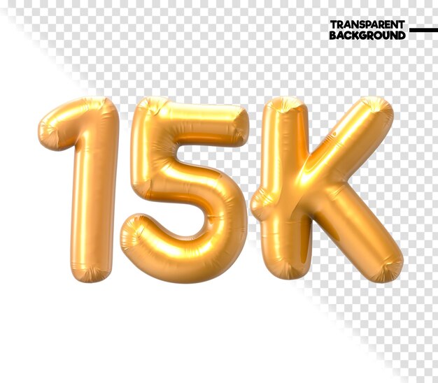 15K Number Gold 3D Rendering