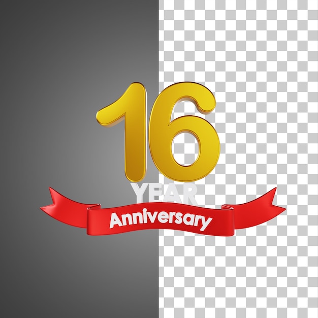 16 años feliz aniversario número 3d ilustración