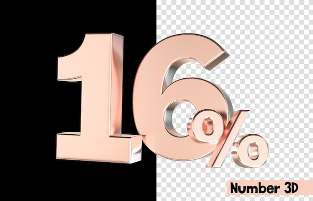 16 números de oro 3D Render