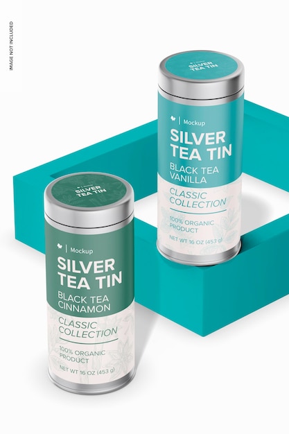 16 oz Silber Teedose Mockup Perspektive