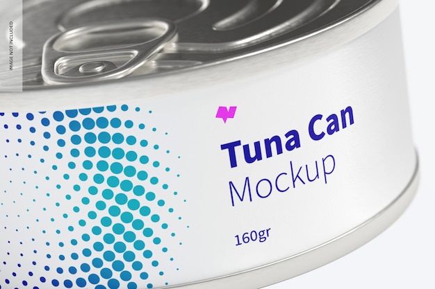 160gr tuna can mockup, close up