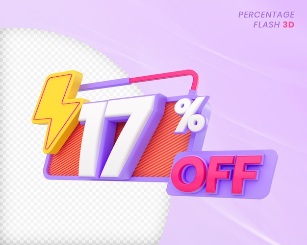 17 prozent rabatt mit flash-element 3d render premium psd