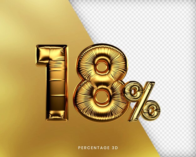 18 por ciento de oro 3D Premium PSD