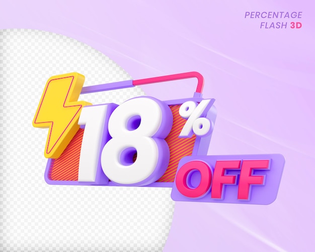 18% de réduction avec l'élément flash Rendu 3D PSD Premium