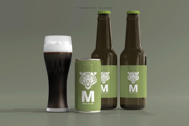 180ml Mini refrigerante ou lata de cerveja e garrafa com maquetes de gotas de água