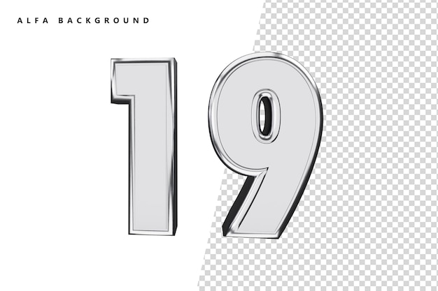 19 numero d'argento con rendering 3d