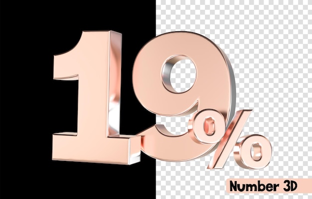 19 número de oro 3D Render