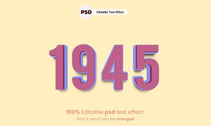 PSD 1945 estilo de efecto de texto 3d vintage efecto de texto vintage premium