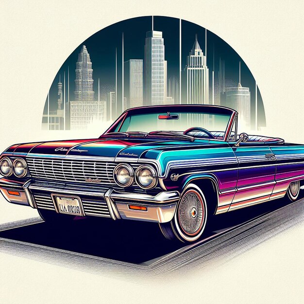 PSD 1964 chevy impala lowrider autobild auf weißem hintergrund