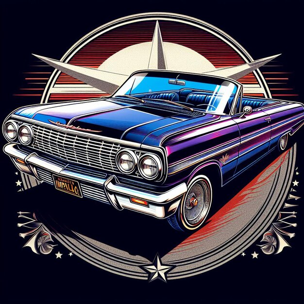 1964 chevy impala lowrider en el fondo blanco