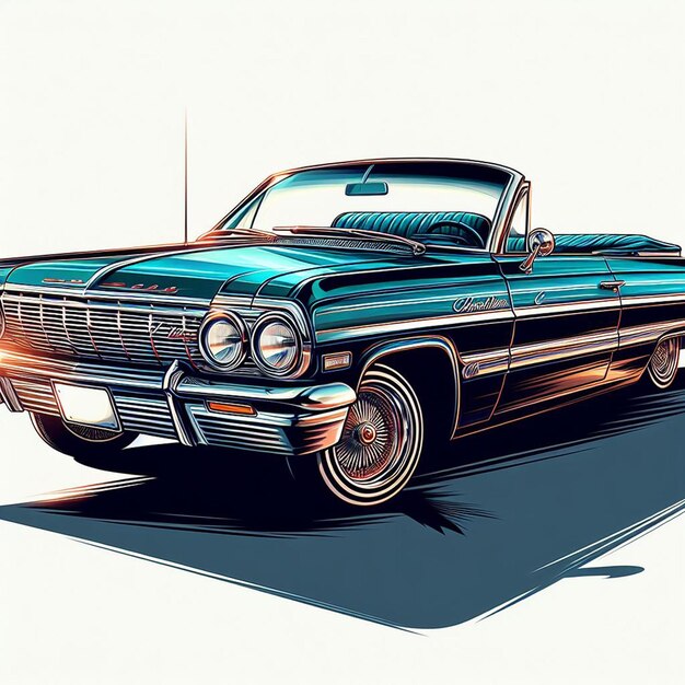 PSD 1964 chevy impala lowrider en el fondo blanco