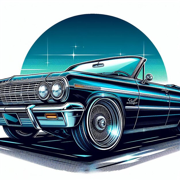 PSD 1964 chevy impala lowrider en el fondo blanco