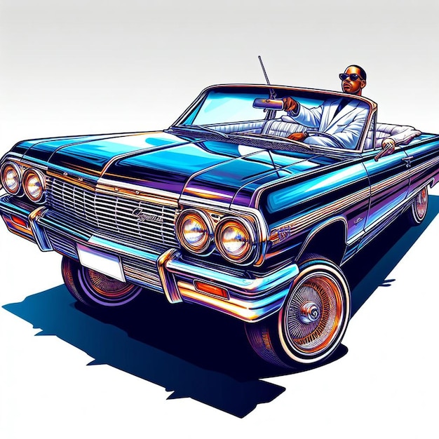 PSD 1964 chevy impala lowrider en el fondo blanco