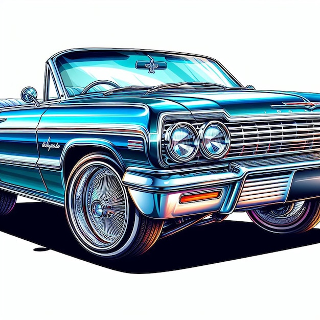 PSD 1964 chevy impala lowrider en el fondo blanco