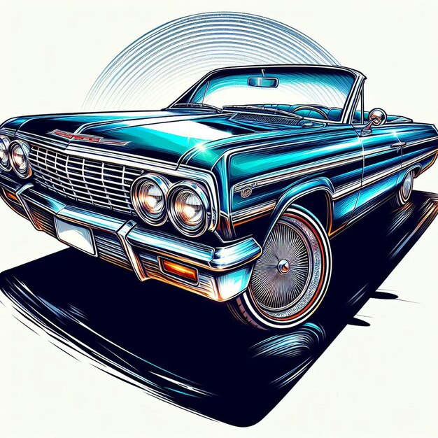 1964 chevy impala lowrider en el fondo blanco