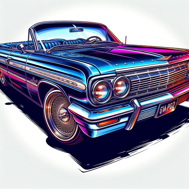 1964 chevy impala lowrider en el fondo blanco