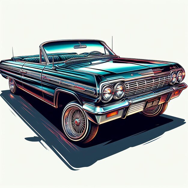 PSD 1964 chevy impala lowrider en el fondo blanco