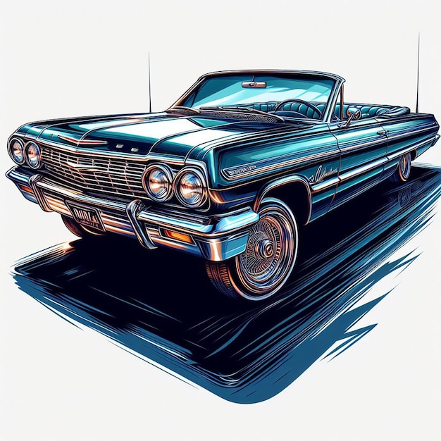 PSD 1964 chevy impala lowrider foto de carro isolado em fundo branco