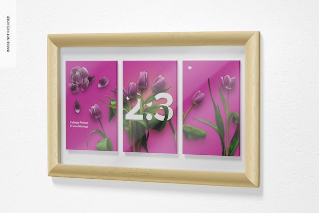 2: 3 Collage Picture Frame Mockup, rechte Ansicht