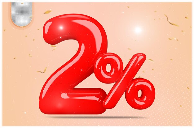 2 por ciento de descuento en la venta Promoción de números rojos 3D
