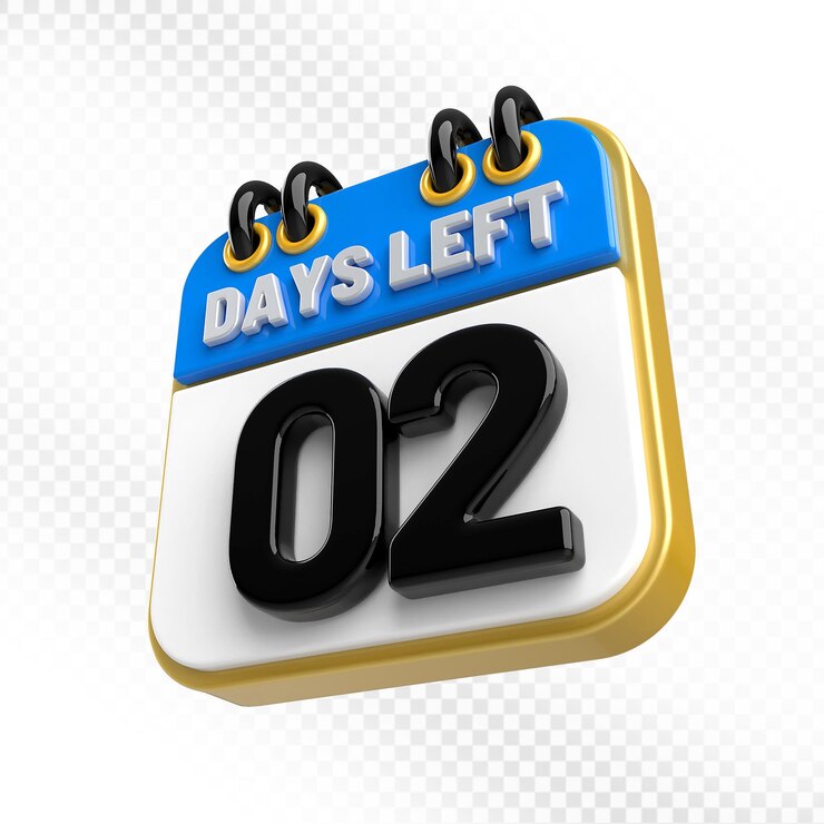 PSD 2 días de cuenta atrás recordatorio del calendario