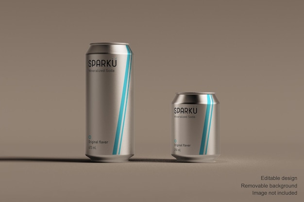 2 Dosen von 473 ml 16oz und 250 ml 8oz Silberdosen vorne