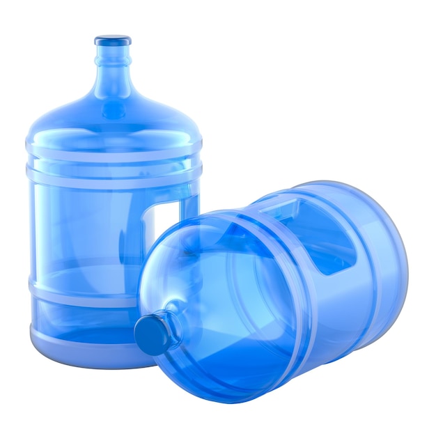 2 Gallonen-Wasserflasche tragbare Wasserbehälter mit 3D-Rendering mit Griff, isoliert auf durchsichtigem Hintergrund