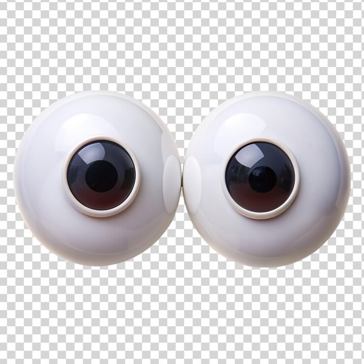 PSD 2 googly eyes isolated on transparent background