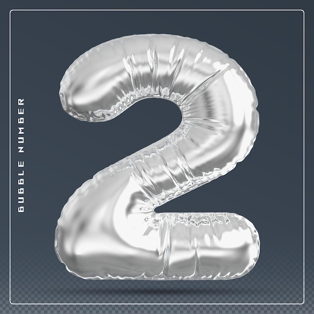 2 numeri bolle d'argento render 3D