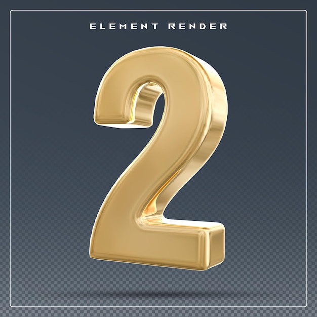 2 número de oro renderizado en 3D