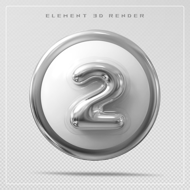 2 número de plata 3d renderizado