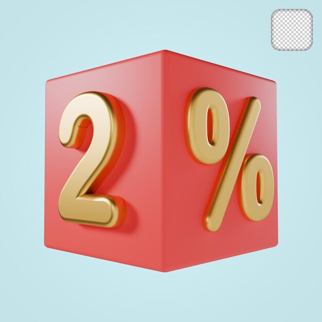 2 Porcentaje con ilustración 3D del cubo rojo