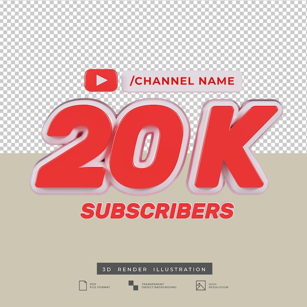 20 000 abonnés youtube conception de rendu 3d