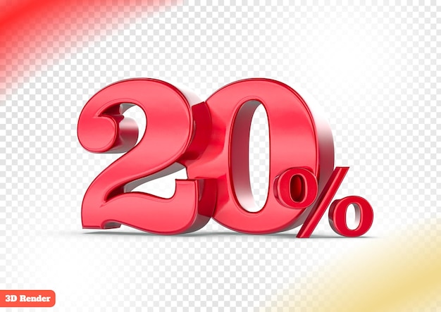20 por ciento de descuento en metal rojo de renderizado 3d