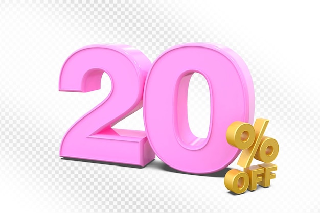 20 por ciento de descuento en la promoción de ventas de 3D rosa