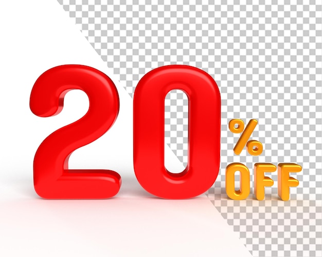 20 por ciento de descuento en la venta signo de descuento 3d