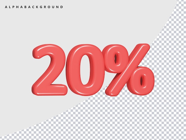 20 por ciento icono 3d renderizar ilustración
