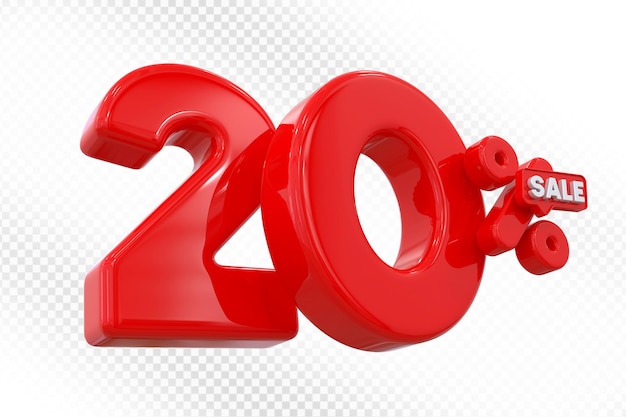 20 por ciento de oferta roja en 3D