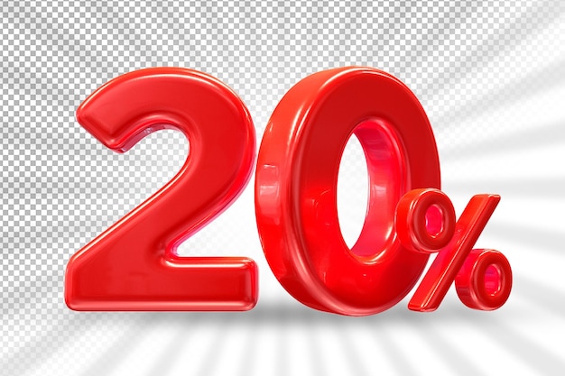 20 por ciento de oferta roja en 3D