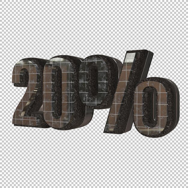 PSD 20 por ciento render 3d