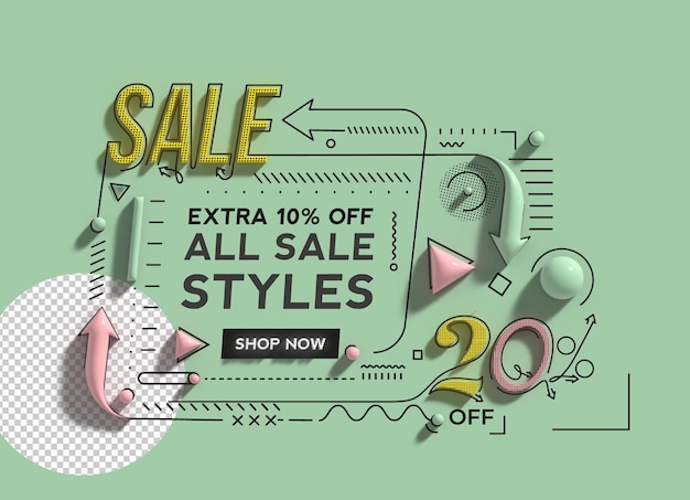 20 DE DESCUENTO Venta Descuento Banner Letras 3d Diseño De Fuente Psd Transparente