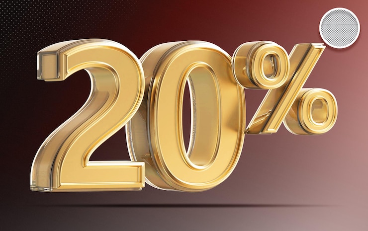 PSD 20% di sconto su gold 3d render