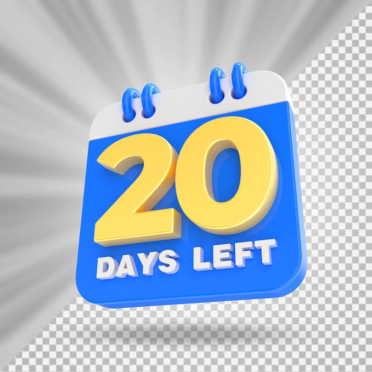 PSD 20 días restantes calendario 3d