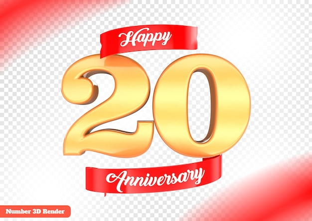 20-jähriges Jubiläum in Gold, 3D-Rendering