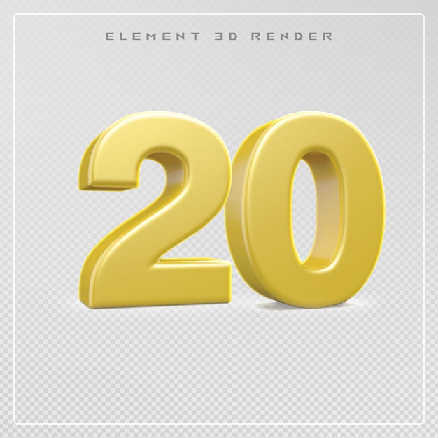 20 numéros d'or rendu en 3D