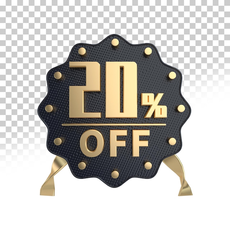PSD 20 por cento 3d renderização metal