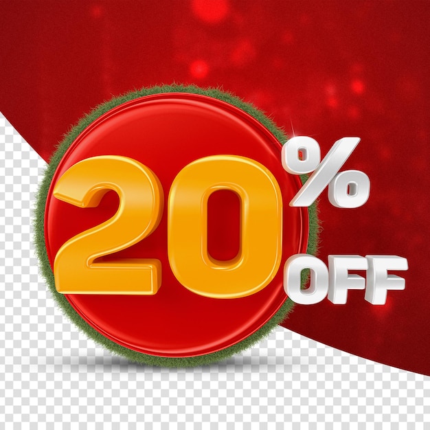 20 por cento da oferta christmas discount logo renderização 3d isolada para composição